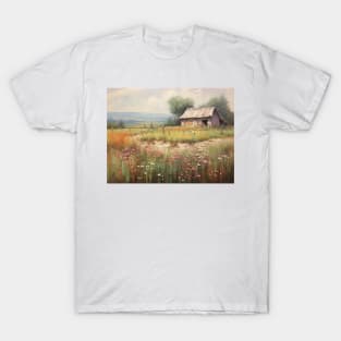 Old House in Meadow Flowers T-Shirt